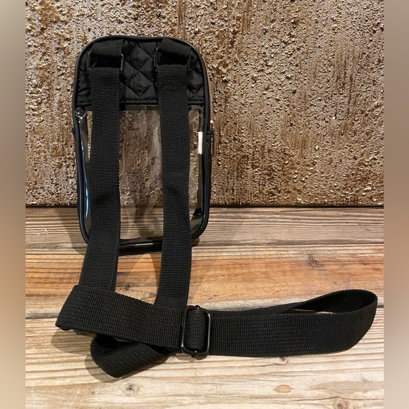 Clear & Black Quilted Crossbody Bag With Rose Gold Tone Zipper (4.25” X 7.5”) - Picture 3 of 16